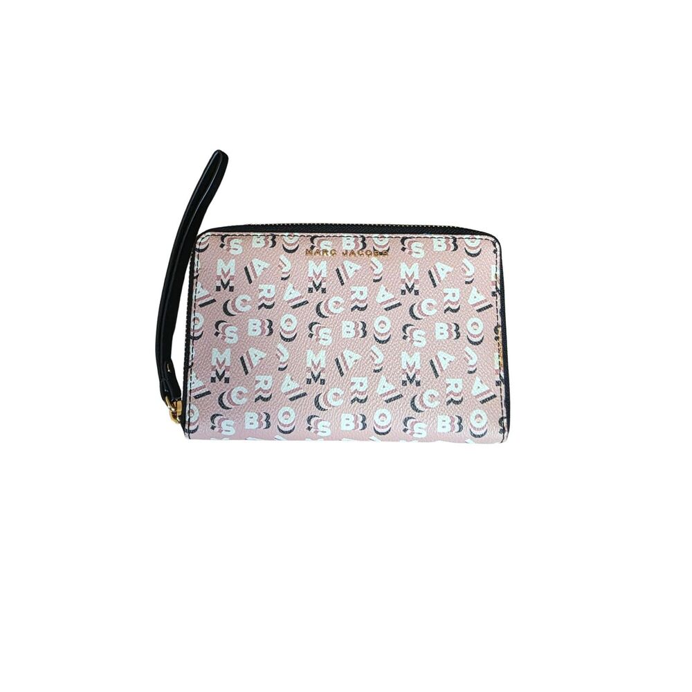 Marc Jacobs Monogram Jumbled Logo Letters Zip Around Continental Wristlet Wallet